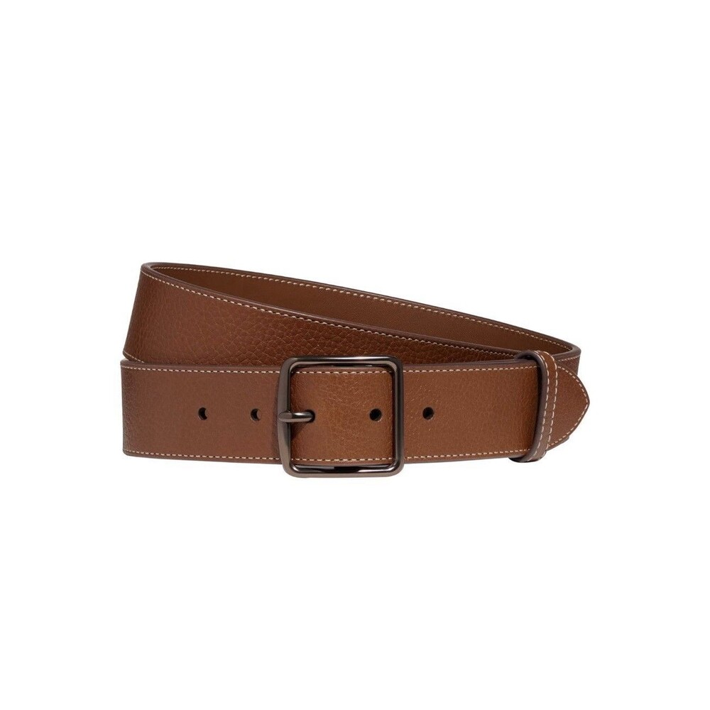 NEW Coach Mens Size 30 Saddle Brown Leather Belt 38mm Harness Buckle Cut To Size